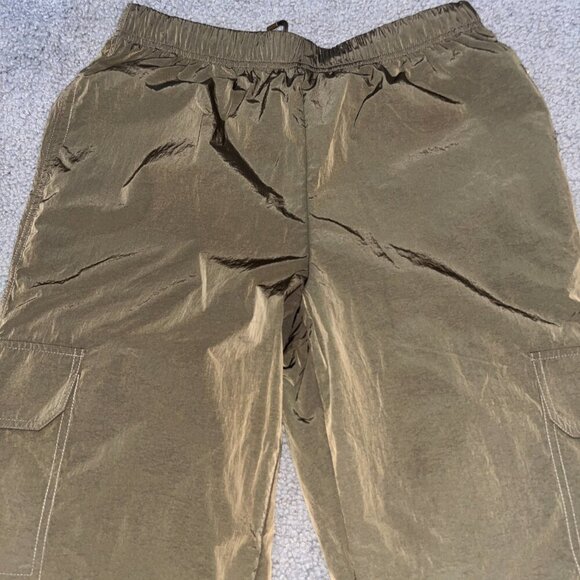 GOOD AMERICAN NYLON PARACHUTE CARGO JOGGER PANTS Chocolate Brown Size 2 = Medium - Picture 2 of 15